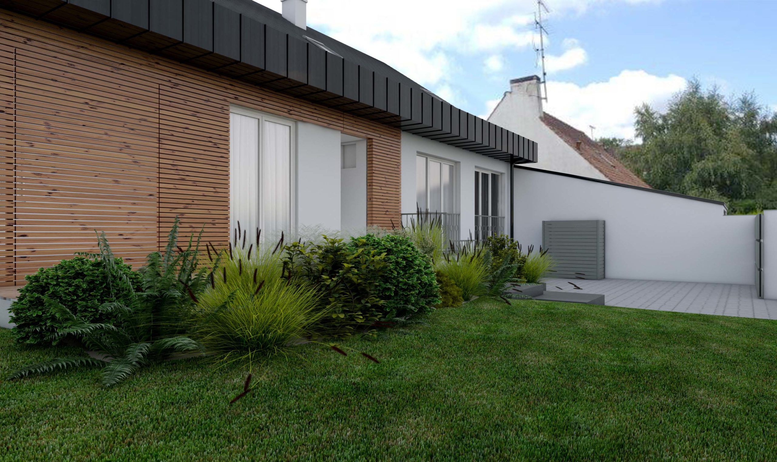 Requalification façade sur rue, bois et zinc Requalification façade sur rue, bois et zinc