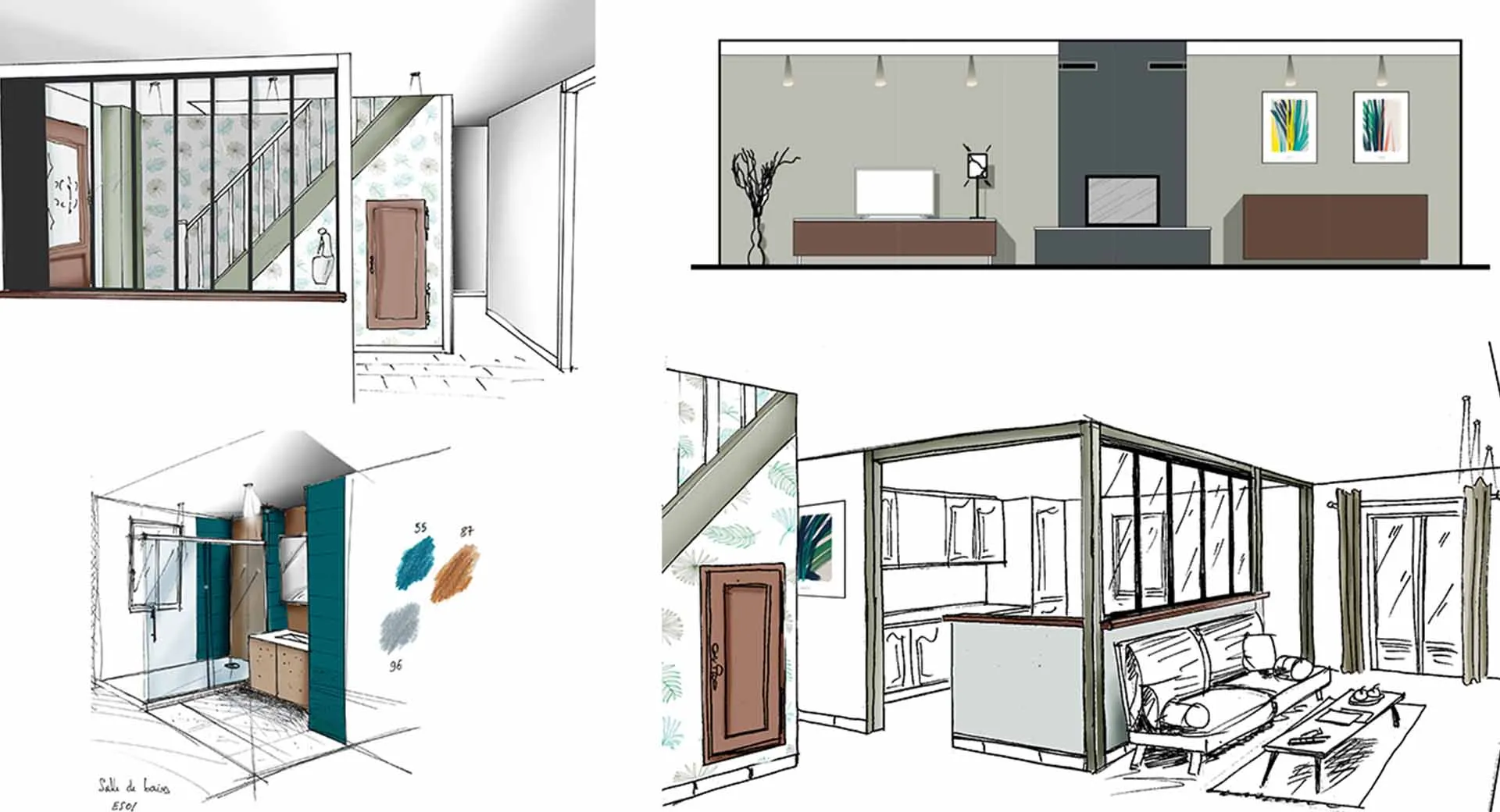 YJ Architecture Intérieure : rénovation d'un pavillon a dammarie les lys - croquis du projet