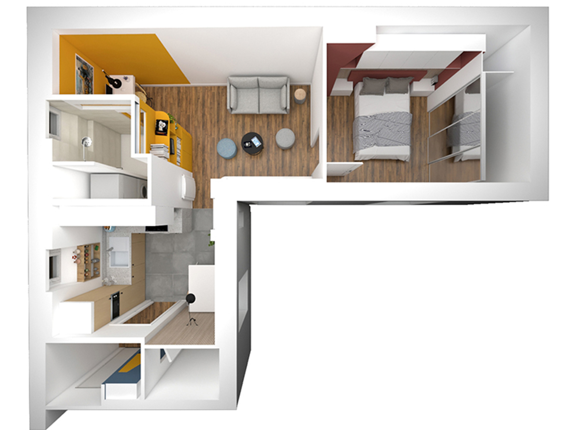 YJ Architecture Intérieur - Restructuration d'un appartement à Paris - Plan du projet